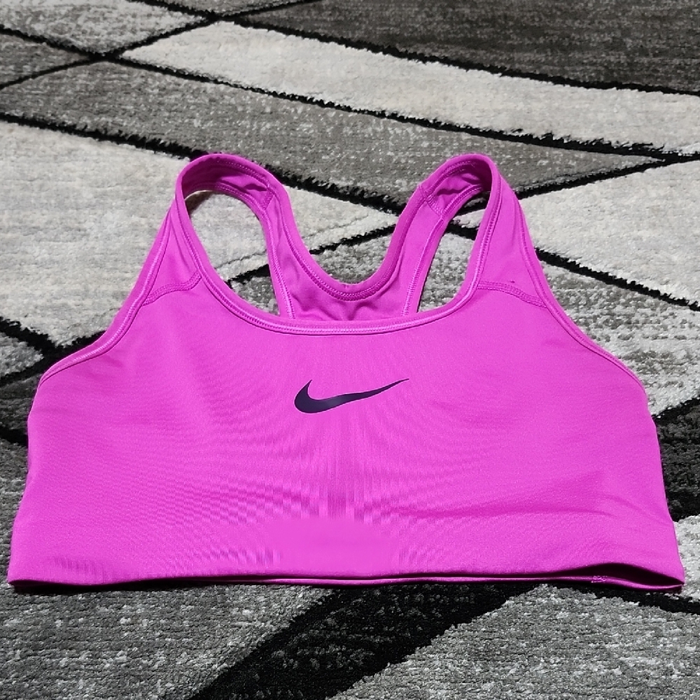 NIKE SWOOSH DRI-FIT FLAT-SEAMS FUSHSIA RACERBACK SPORTS BRA SMALL